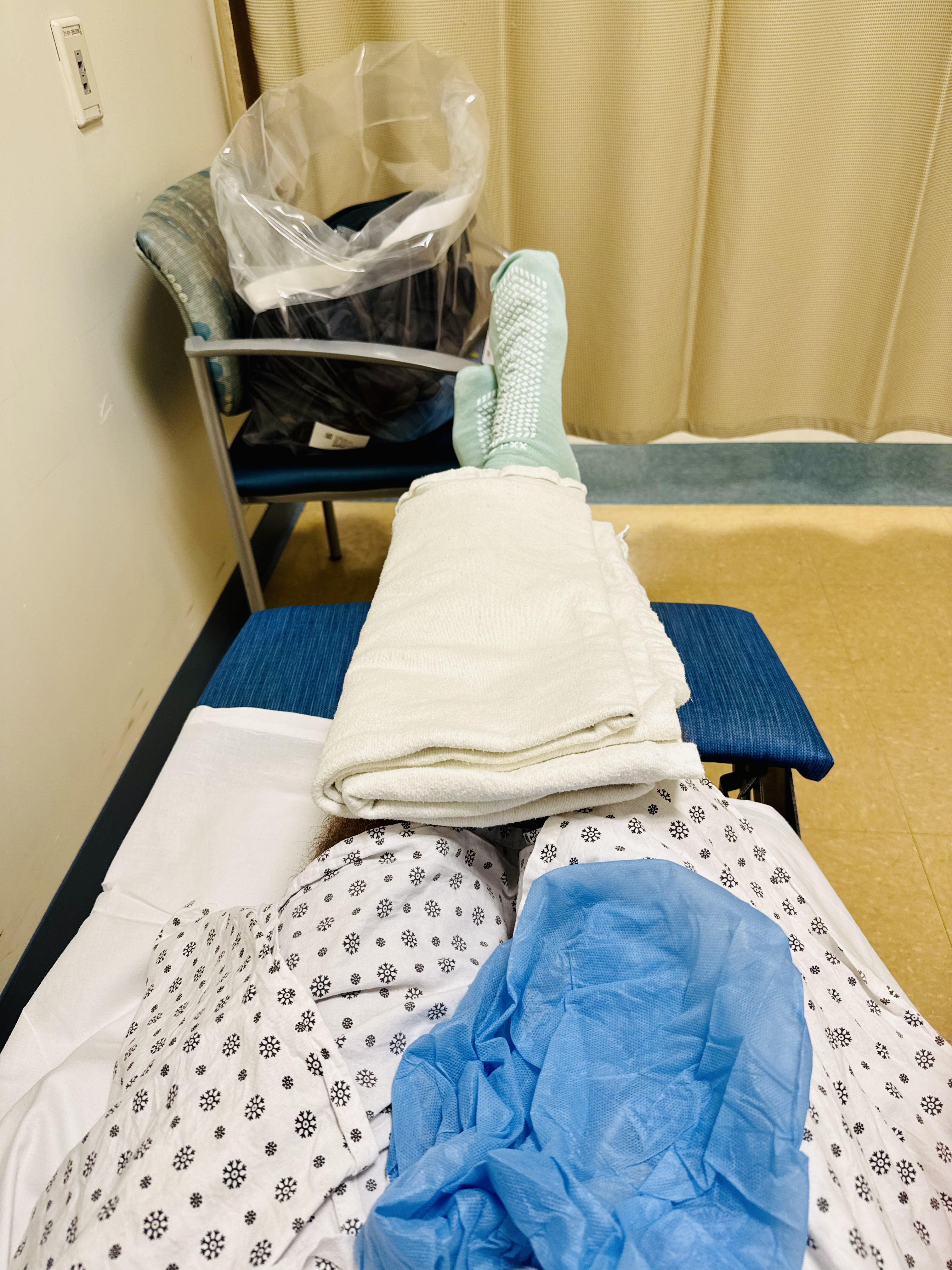 Biopsy day — thumbs up, Friday, May 15