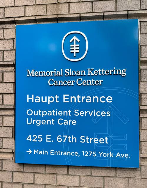 Memorial Sloan Kettering sign for the Haupt Entrance, 425 East 67th Street